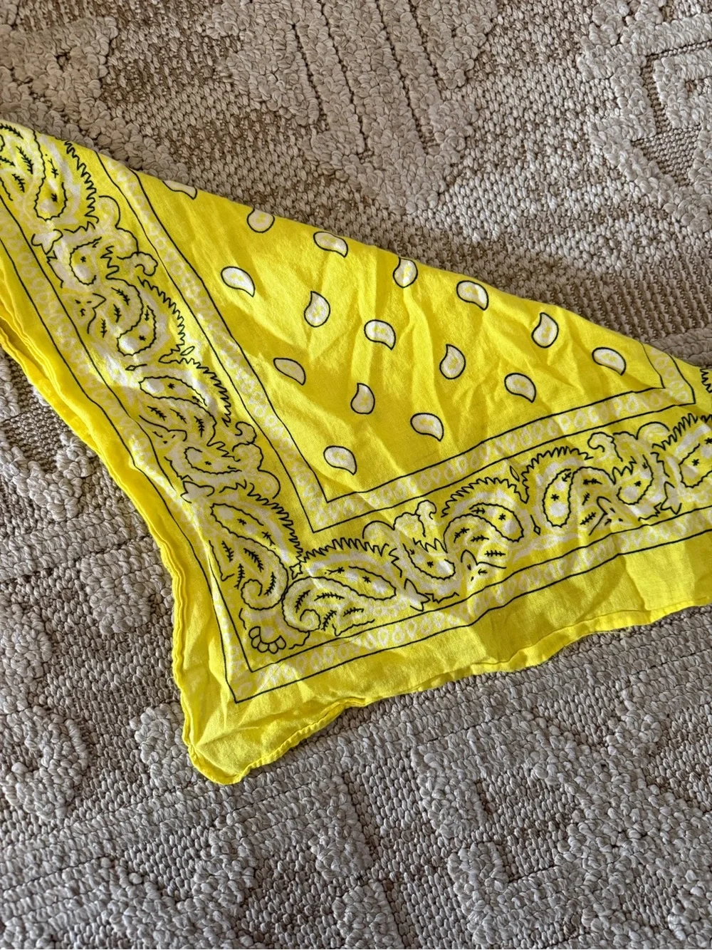 Western festival neck head  bandana neon bright yellow black 100% cotton 18”